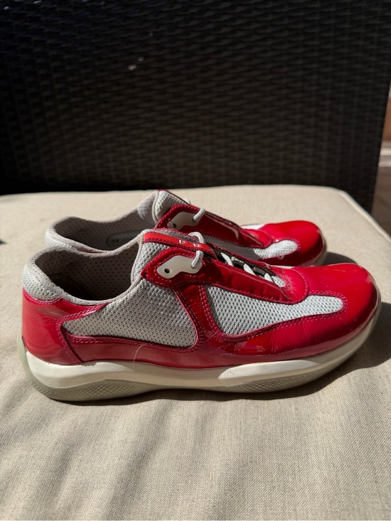 Prada Shoes - Prada Women America's Cup sneakers Red Patent & Gray Mesh Sneakers